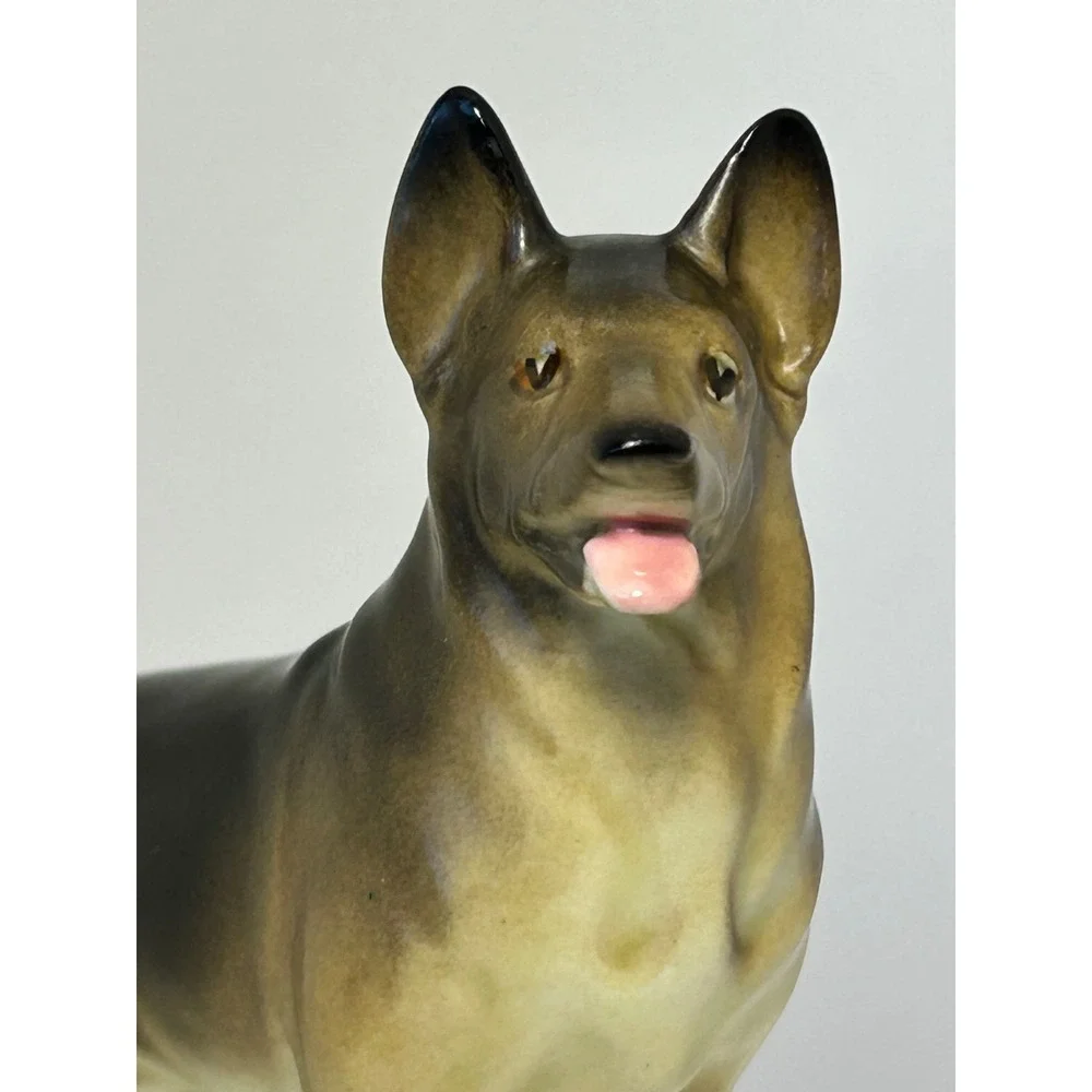 Vintage German Shepherd Dog Figurine Ceramic Japan Porcelain‎ Standing Statue